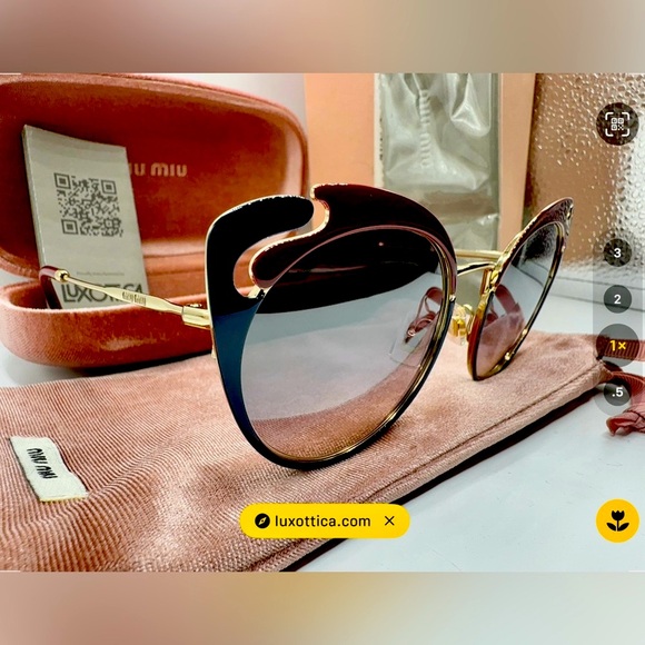 miu miu 57TS HB5-GRO Blue garnet gold cat eye ‼️Size 54-20-140 Authentic - Picture 2 of 15